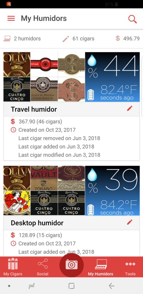 Cigar Scanner WiFi Hydrometer and Thermometer